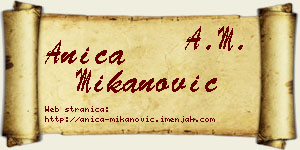Anica Mikanović vizit kartica